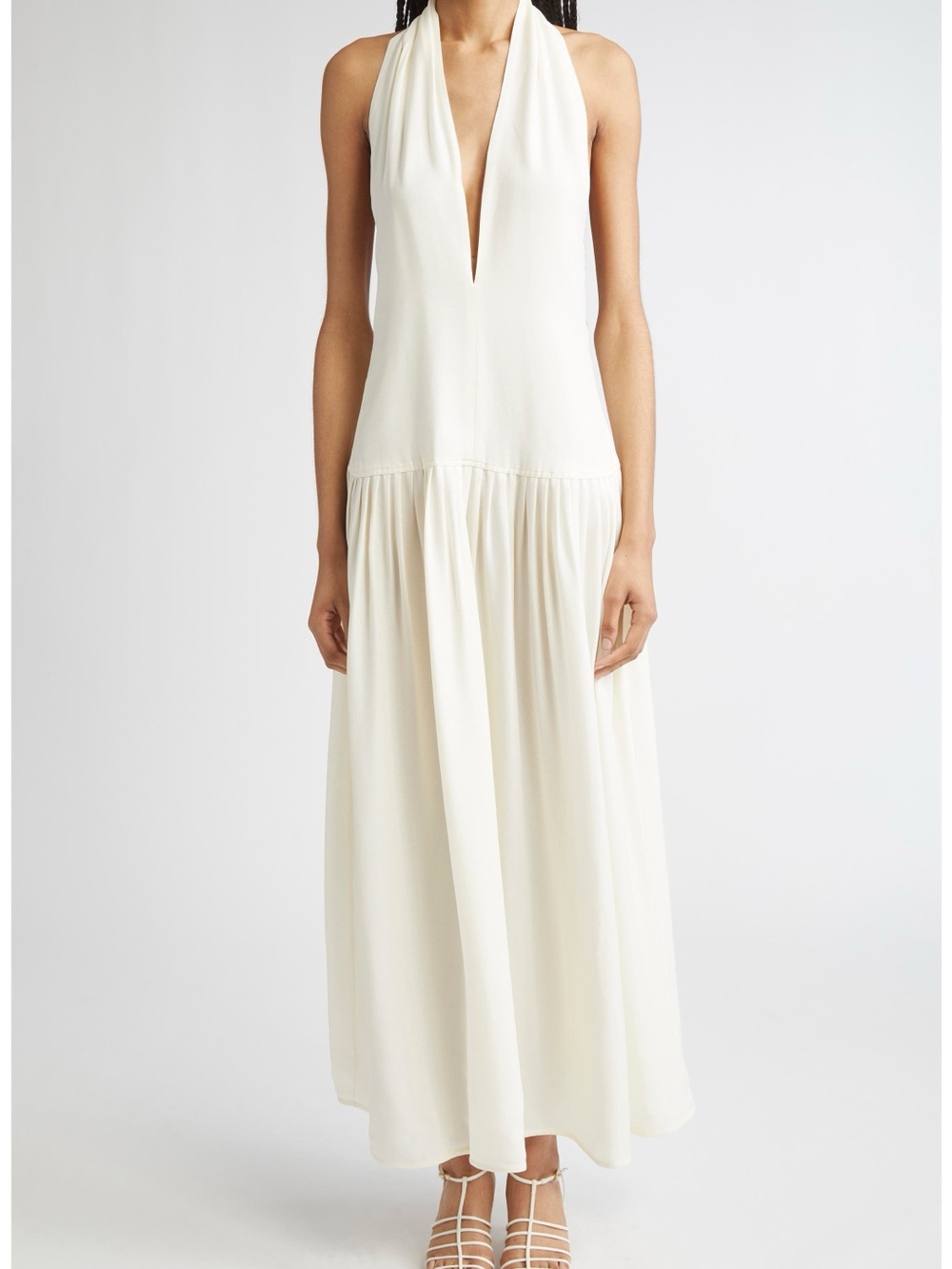 Tala Drop Waist Halter Georgette Maxi Dress - Size 6